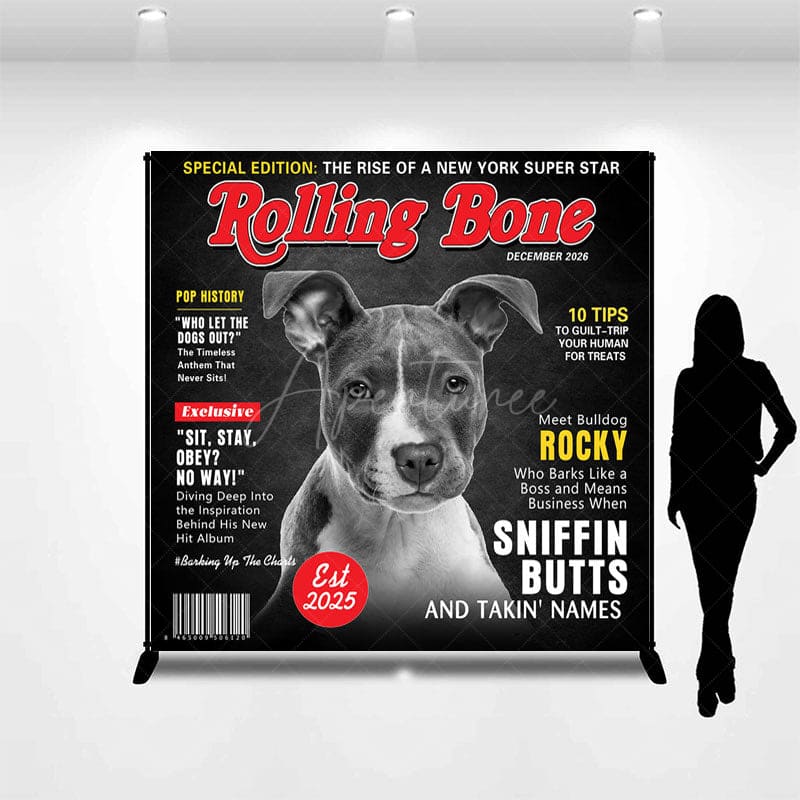 Aperturee - Aperturee Rolling Bone Dog Poster Custom Text Photo Backdrop