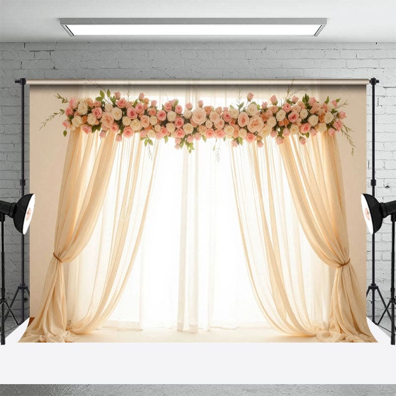 Aperturee - Aperturee Romantic Angelic Floral Windows Wedding Backdrop