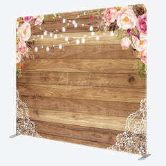 Aperturee - Aperturee Romantic Floral Lace Light Wood Pillow Case Backdrop