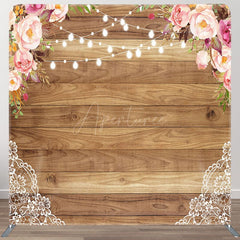 Aperturee - Aperturee Romantic Floral Lace Light Wood Pillow Case Backdrop