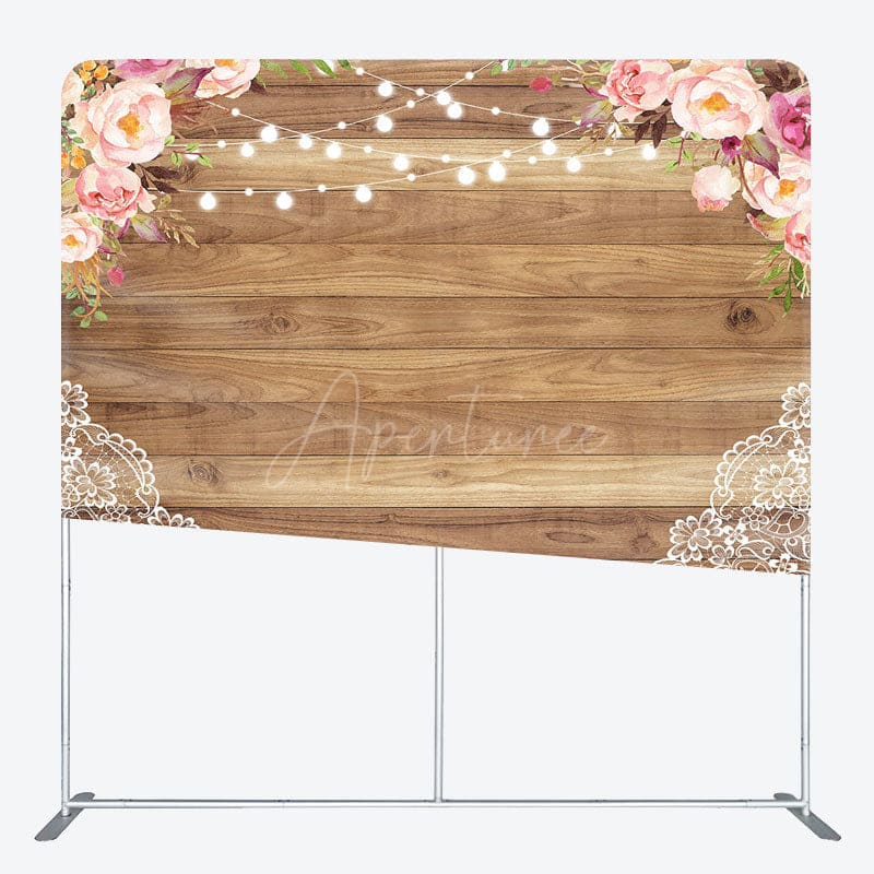 Aperturee - Aperturee Romantic Floral Lace Light Wood Pillow Case Backdrop