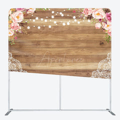 Aperturee - Aperturee Romantic Floral Lace Light Wood Pillow Case Backdrop
