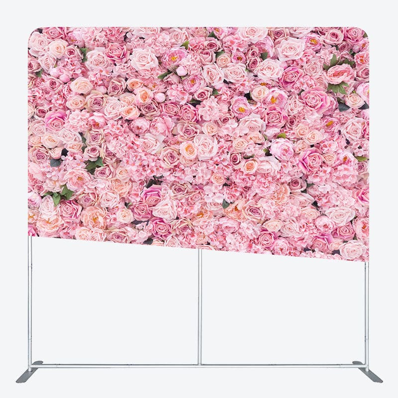 Aperturee - Aperturee Romantic Pink Blooming Rose Square Tension Backdrop