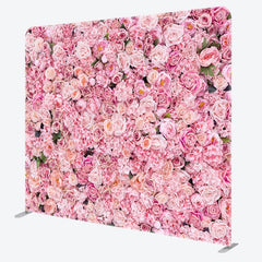 Aperturee - Aperturee Romantic Pink Blooming Rose Square Tension Backdrop