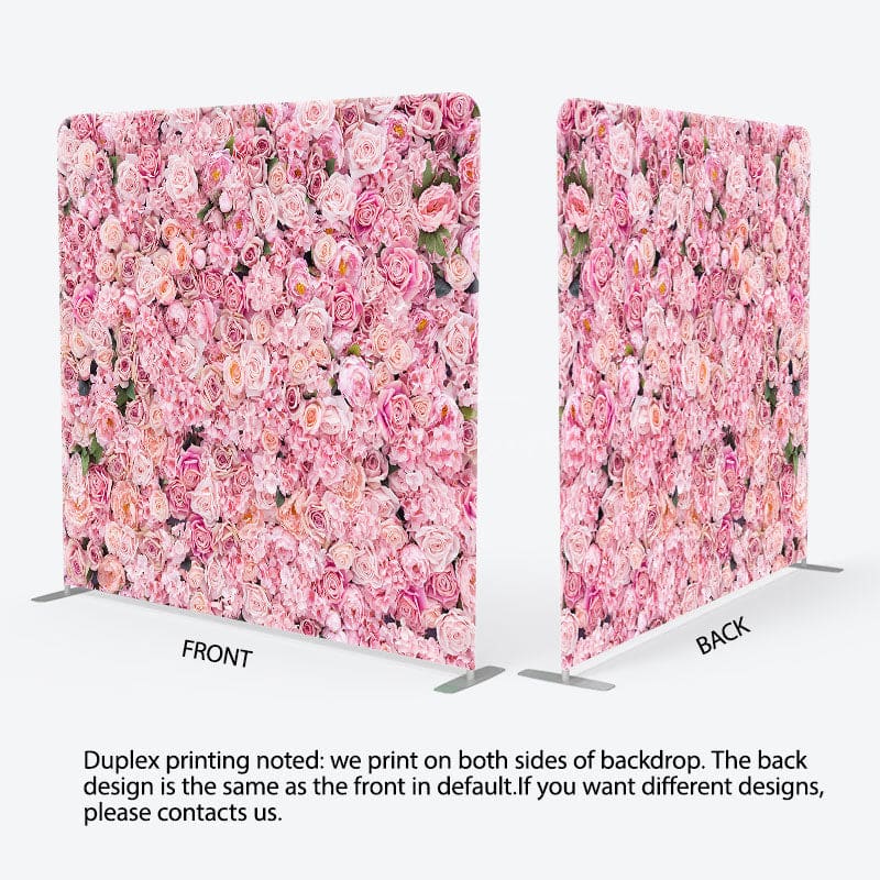 Aperturee - Aperturee Romantic Pink Blooming Rose Square Tension Backdrop