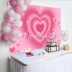 Aperturee - Aperturee Romantic Pink Gradient Layered Hearts Sparkling Birthday Backdrop Y2K Sweet Dreamy Celebration Party Decor