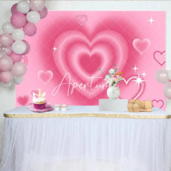 Aperturee - Aperturee Romantic Pink Gradient Layered Hearts Sparkling Birthday Backdrop Y2K Sweet Dreamy Celebration Party Decor