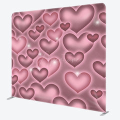 Aperturee - Aperturee Romantic Pink Heart Wedding Square Tension Backdrop