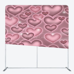 Aperturee - Aperturee Romantic Pink Heart Wedding Square Tension Backdrop