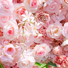 Aperturee - Aperturee Romantic Pink Rose Wedding Artificial Flower Wall