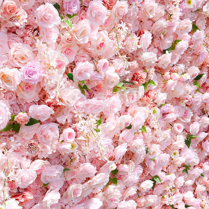 Aperturee - Aperturee Romantic Pink Rose Wedding Artificial Flower Wall
