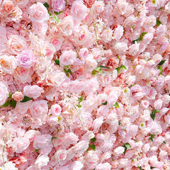 Aperturee - Aperturee Romantic Pink Rose Wedding Artificial Flower Wall