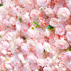 Aperturee - Aperturee Romantic Pink Rose Wedding Artificial Flower Wall