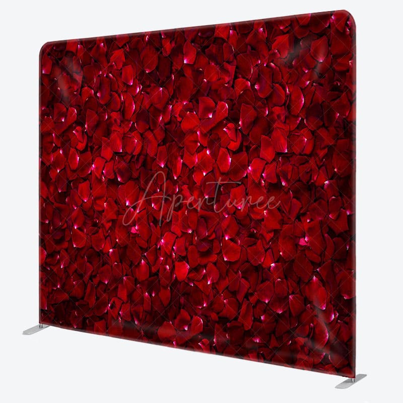 Aperturee - Aperturee Romantic Red Rose Petals Wedding Pillow Case Backdrop