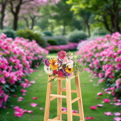 Aperturee - Aperturee Romantic Summer Lawn Flowers Wedding Photo Backdrop