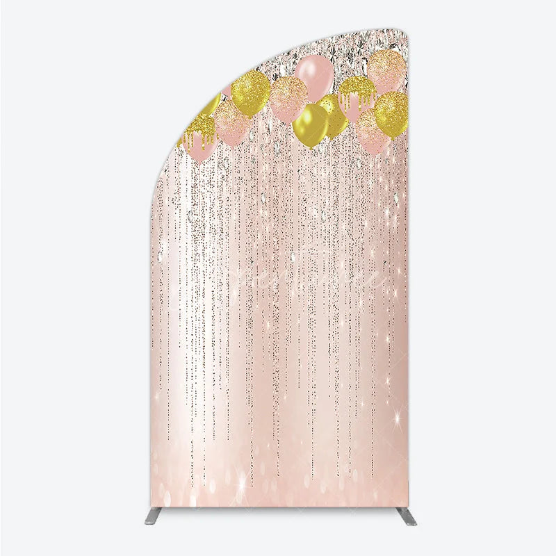 Aperturee - Aperturee Rose Gold and Gold Glitter Balloons Half Moon Arch Backdrop Sparkling Diamond Elegant Party Celebration