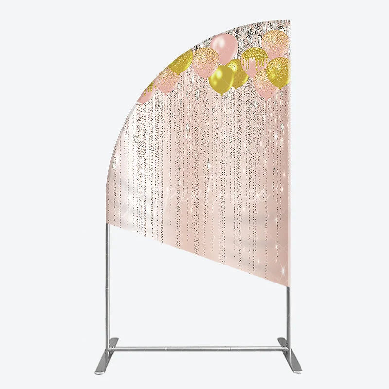 Aperturee - Aperturee Rose Gold and Gold Glitter Balloons Half Moon Arch Backdrop Sparkling Diamond Elegant Party Celebration