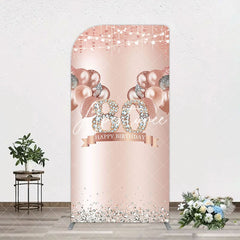 Aperturee - Aperturee Rose Gold Balloon Glitter 80th Birthday Arch Backdrop