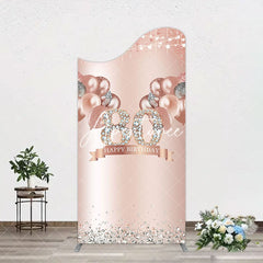 Aperturee - Aperturee Rose Gold Balloon Glitter 80th Birthday Arch Backdrop