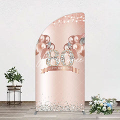 Aperturee - Aperturee Rose Gold Balloon Glitter 80th Birthday Arch Backdrop
