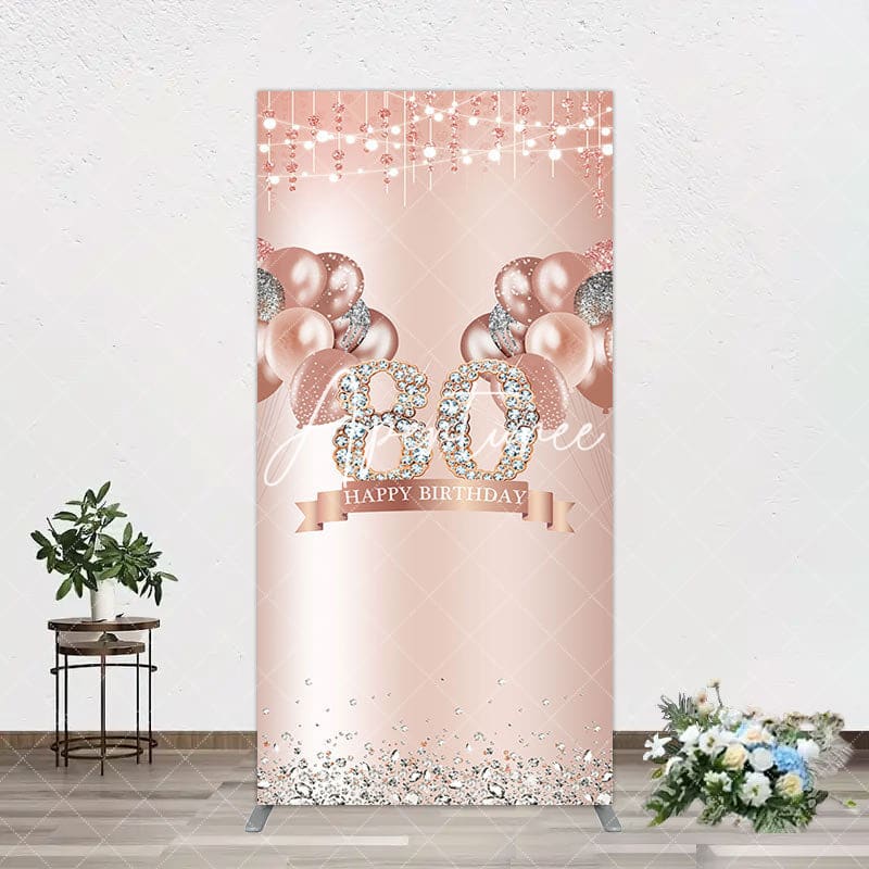 Aperturee - Aperturee Rose Gold Balloon Glitter 80th Birthday Arch Backdrop