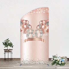 Aperturee - Aperturee Rose Gold Balloon Glitter 80th Birthday Arch Backdrop