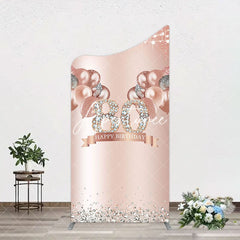 Aperturee - Aperturee Rose Gold Balloon Glitter 80th Birthday Arch Backdrop