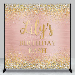 Aperturee - Aperturee Rose Gold Glitter and Diamond Custom Birthday Backdrop Personalized Party Bash Decor