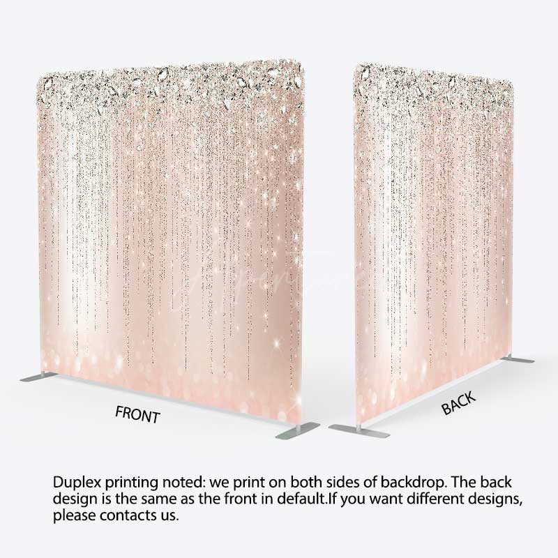 Aperturee Aperturee Rose Gold Glitter Diamonds Tension Fabric Backdrop