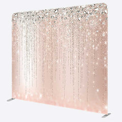 Aperturee Aperturee Rose Gold Glitter Diamonds Tension Fabric Backdrop