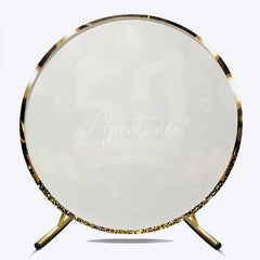 Aperturee - Aperturee Round Backdrop 50th Birthday Gold Diamond Cover Black Balloons Shine Circle Background Adult Milestone Party