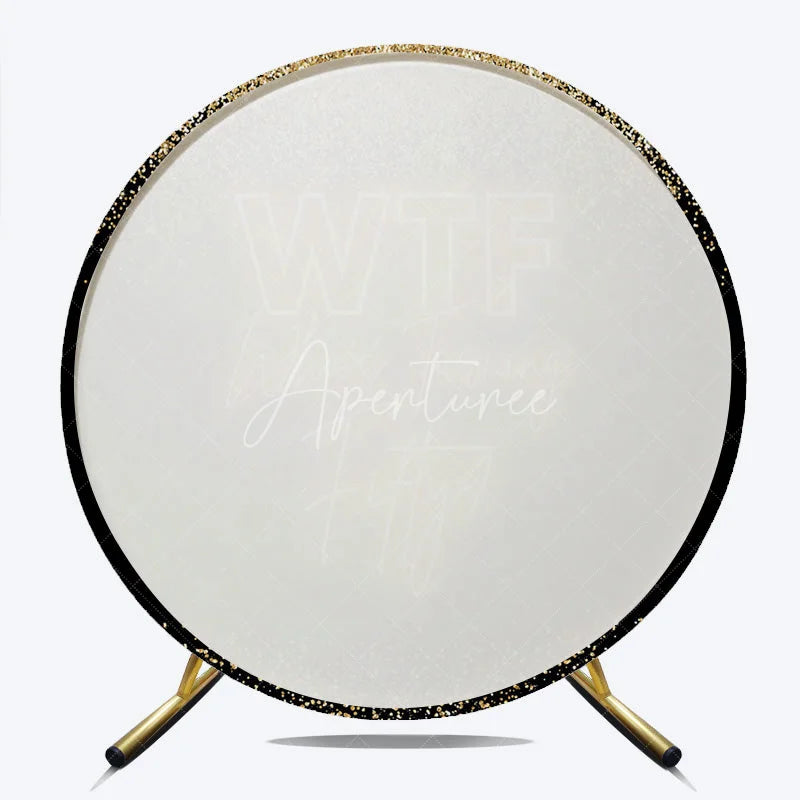 Aperturee - Aperturee Round Backdrop 50th Birthday Gold Glitter Funny WTF Whos Turning Fifty Neon Circle Cover