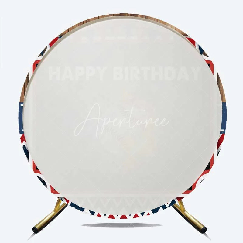 Aperturee - Aperturee Round Backdrop Baseball Happy Birthday Fire and Water Splash Sports Circle Cover