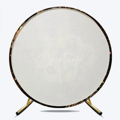 Aperturee - Aperturee Round Backdrop Black and Gold Masquerade Mask Vintage Roses Paisley Circle Cover