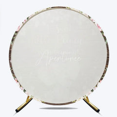 Aperturee - Aperturee Round Backdrop Elephant Baby Shower Pink Floral Wood Background A Sweet Little Peanut