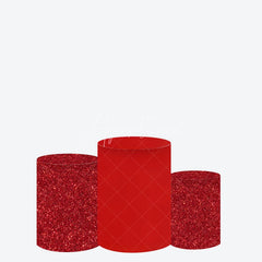 Aperturee - Aperturee Round Backdrop Feliz Natal Red Pine Needles Cover Christmas Ball Ornaments Circle Background Winter Holiday Decor