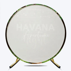 Aperturee - Aperturee Round Backdrop Havana Nights Tropical Leaves Cigar and String Lights Circle Background Cuban Theme Party Decoration