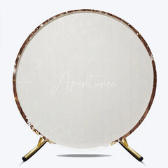 Aperturee - Aperturee Round Backdrop Rustic Wood Winter Snow White Snowflake Stars Circle Background Christmas Holiday Party Decoration