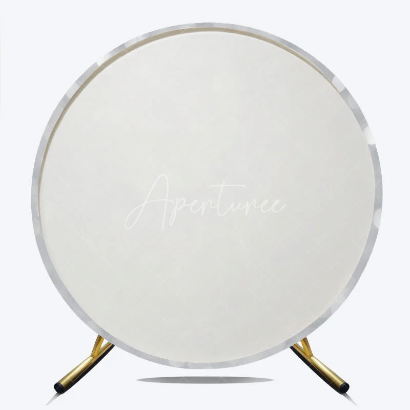 Aperturee - Aperturee Round Backdrop Silver Bokeh Glitter Spots Abstract White Shining Dots Circle Cover