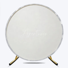 Aperturee - Aperturee Round Backdrop Silver Bokeh Glitter Spots Abstract White Shining Dots Circle Cover