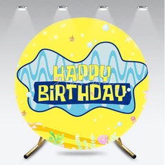 Aperturee - Aperturee Round Backdrop Underwater Cartoon Yellow Cover Blue Ocean Bubble Starfish Circle Background Kids Birthday Party Prop