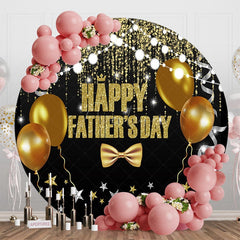 Aperturee - Aperturee Round Black Gold Balloons Happy Fathers Day Backdrop