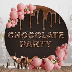 Aperturee - Aperturee Round Dark Brown Melted Chocolate Party Backdrop