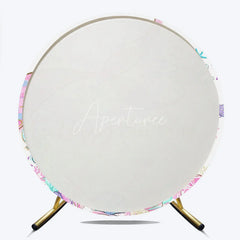 Aperturee - Aperturee Round Mermaid Birthday Backdrop Underwater Sea Life Party Supplies for Girls Birthday