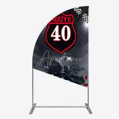 Aperturee - Aperturee Route 40 Biker Birthday Half Moon Arch Backdrop Motorcycle Theme for 40th Birthday Man Cave Party Photo Booth Decor