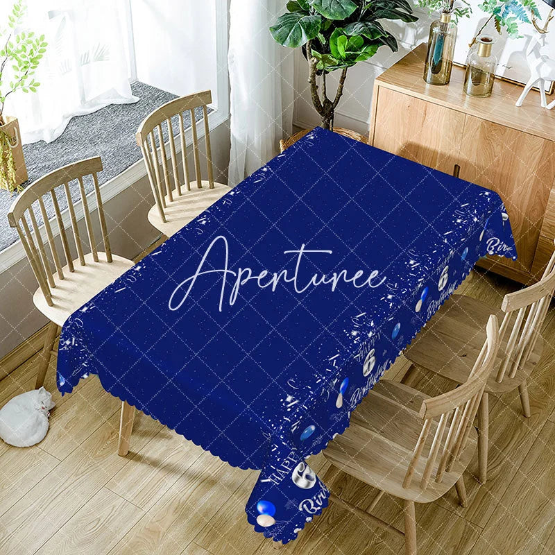 Aperturee - Aperturee Royal Blue 6th Boy Birthday Rectangle Tablecloth