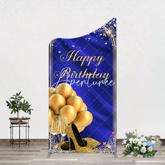 Aperturee - Aperturee Royal Blue Gold Balloon Happy Birthday Arch Backdrop