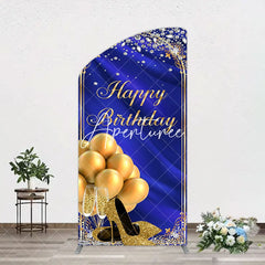 Aperturee - Aperturee Royal Blue Gold Balloon Happy Birthday Arch Backdrop