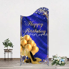 Aperturee - Aperturee Royal Blue Gold Balloon Happy Birthday Arch Backdrop