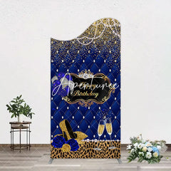 Aperturee - Aperturee Royal Blue Gold Glitter Rose Birthday Arch Backdrop